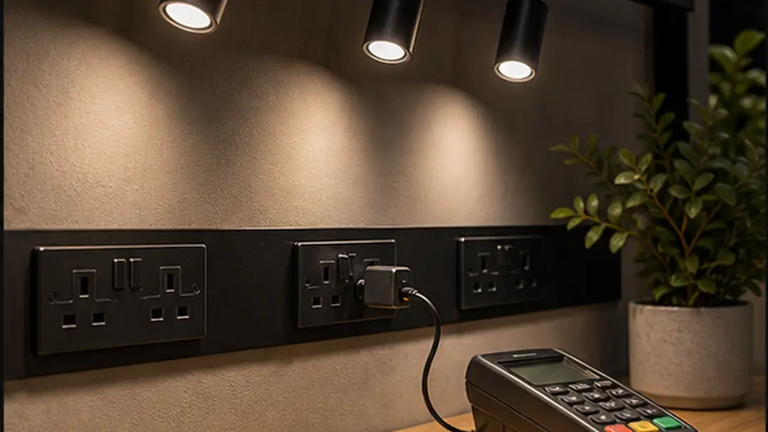 Illustrative shop fitting electrical installation work in Montrose